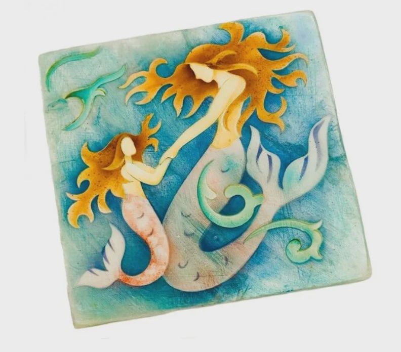 KU0150-Capiz Box : Mermaid &amp; Child