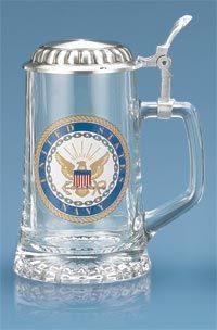 MC1280-Glass Stein : Military Stein w/ Lid