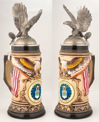 MC1635-Stoneware : Military Stein w/ Lid