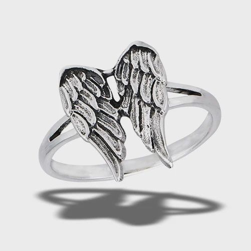 WG0046-SS Angel Wings Ring, Size: 5