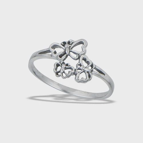 WG0045-SS Butterfly Cluster Ring, Size: 4