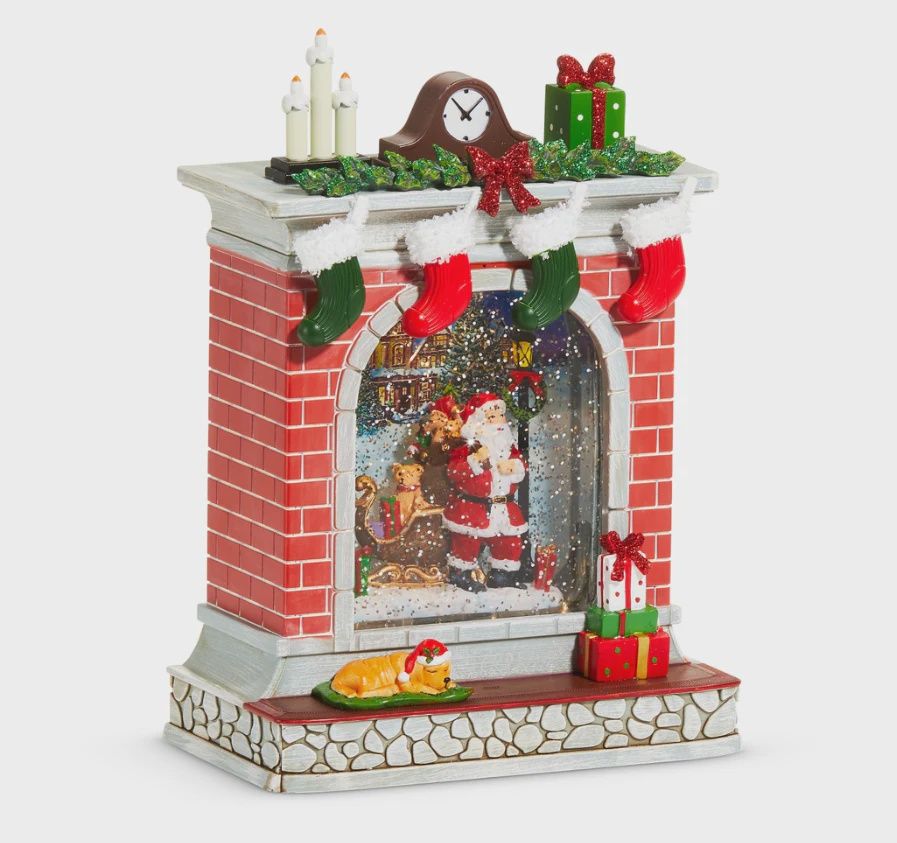 RI0264 - Lantern : Santa and Dog Fireplace