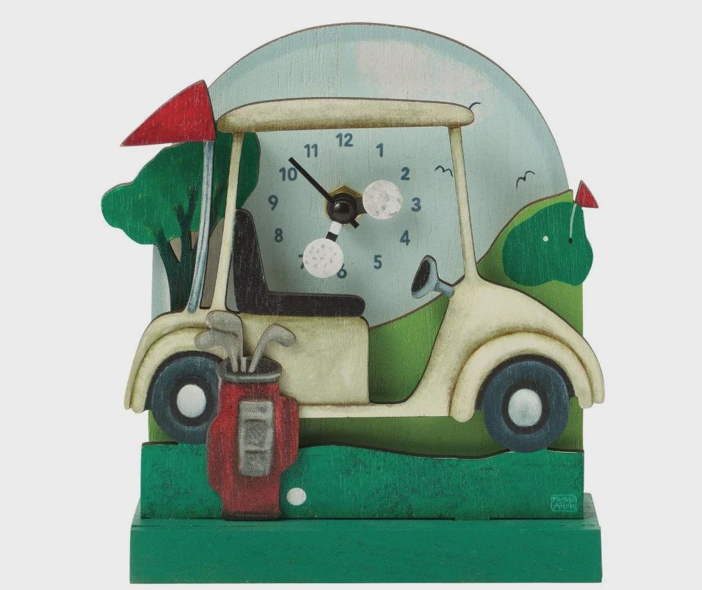 EP8695-ALLEN DESK : Tee Time Wood Clock