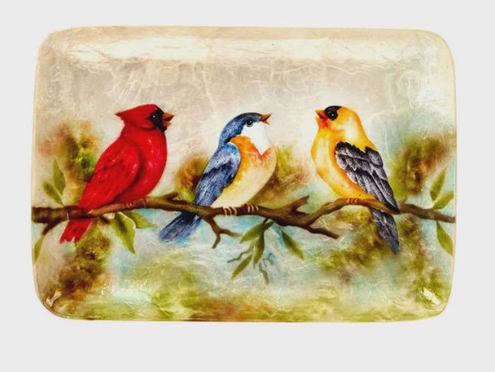 KU0183-Capiz Tray : Song Birds