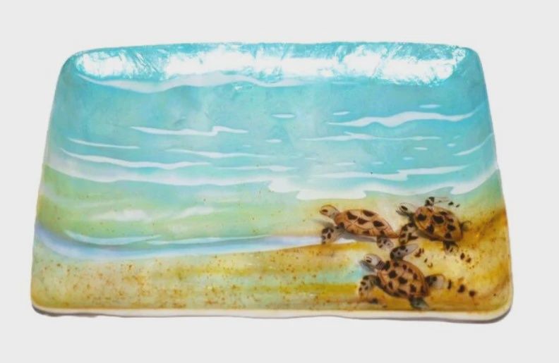 KU0181-Capiz Tray : Sea Turtles