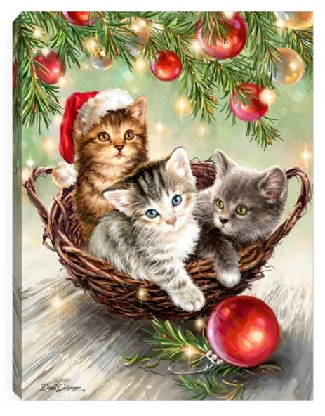 GD0019-LED Canvas : CHRISTMAS Kitten