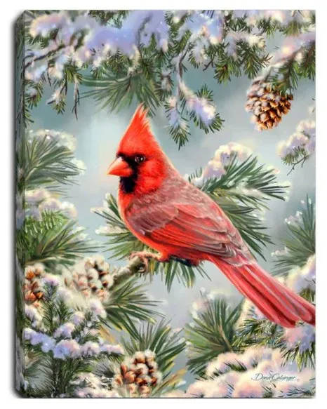 GD0037-LED Canvas : CHRISTMAS Cardinals