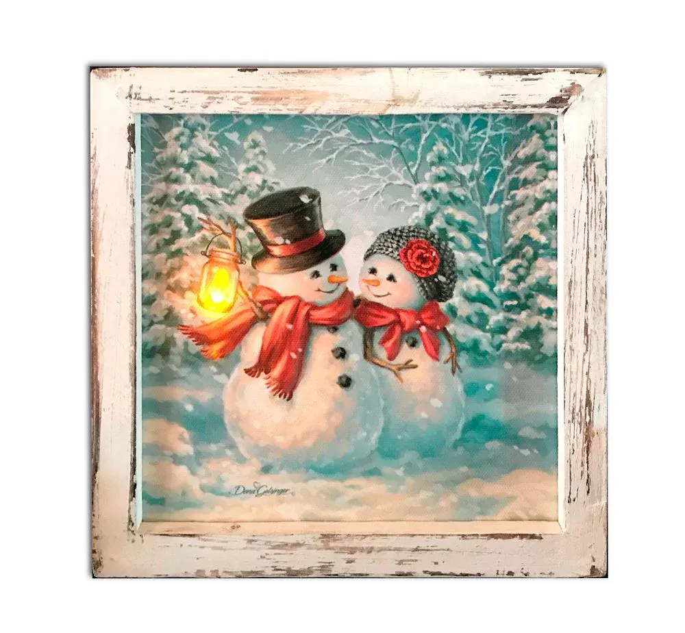 GD0003-LED Canvas : CHRISTMAS Snowman FRAMED