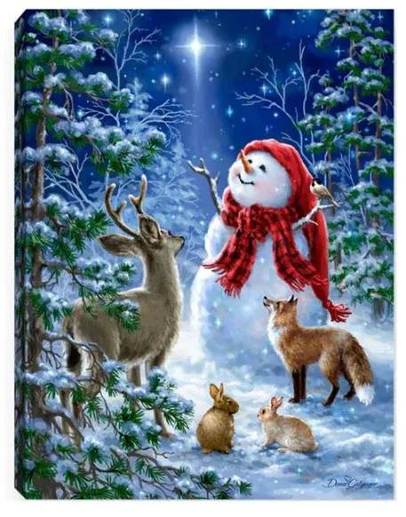 GD0010-LED Canvas : CHRISTMAS Snowman