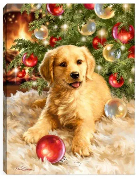 GD0020-LED Canvas : CHRISTMAS Puppy