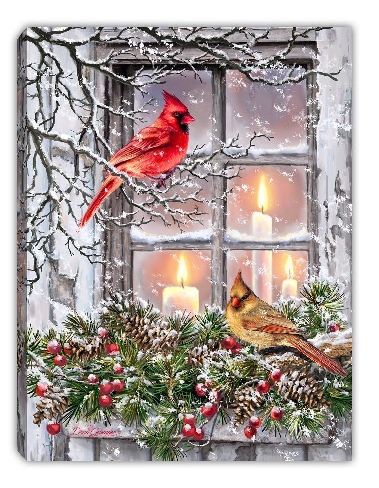 GD0055-LED Canvas : CHRISTMAS Cardinals