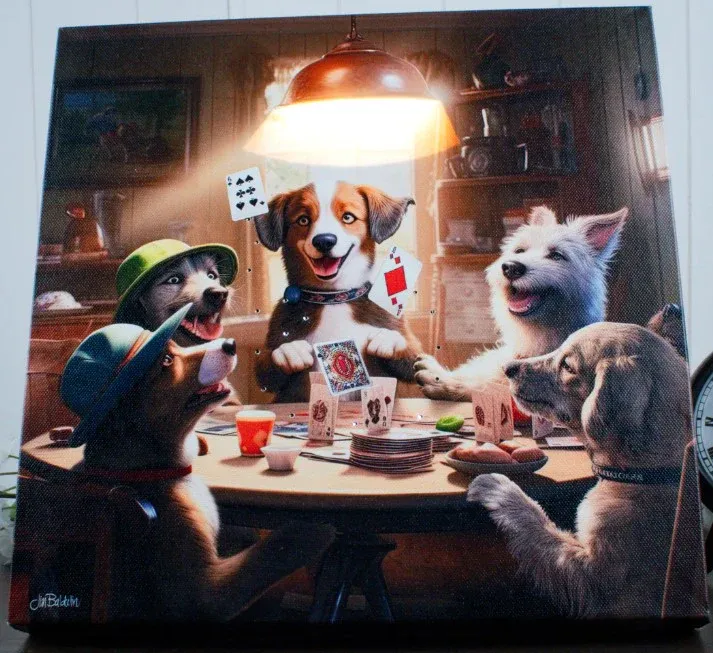 GD0136-LED Canvas : Poker Dogs