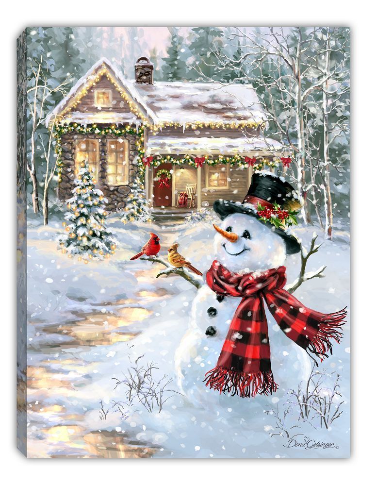 GD0054-LED Canvas : CHRISTMAS Snowman