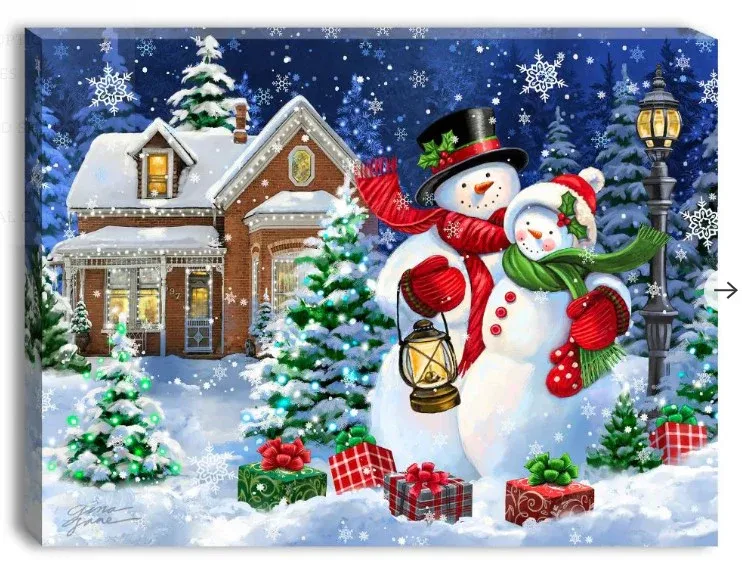 GD0127-LED Canvas : CHRISTMAS Snowman