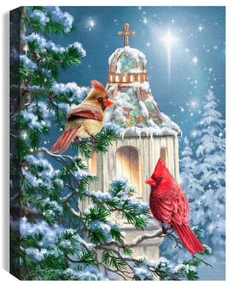 GD0107-LED Canvas : CHRISTMAS Cardinals