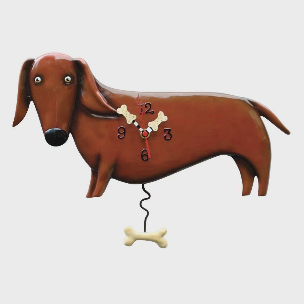 EP7295-ALLEN CLOCK : Brown Dachshund
