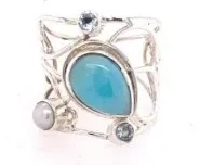 SS0116-Designer Ring : Larimar