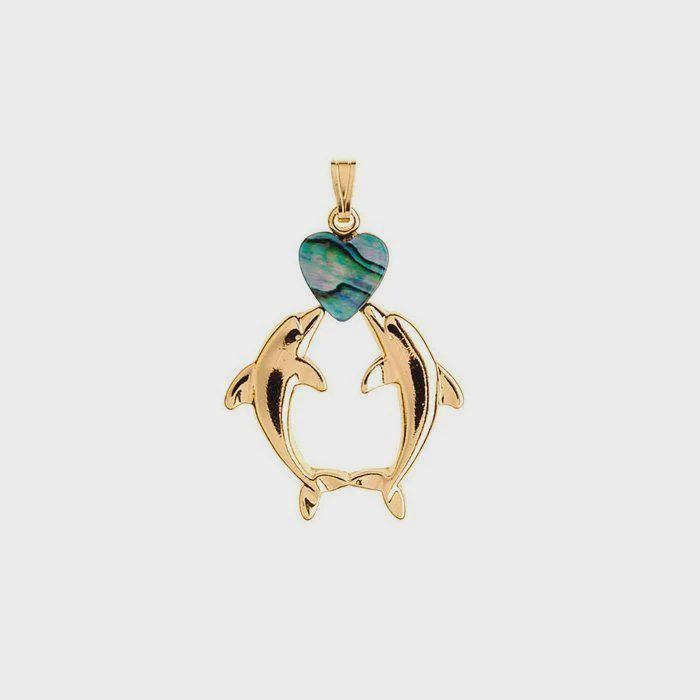 AX0980-Necklace : Kissing Dolphins (GP)