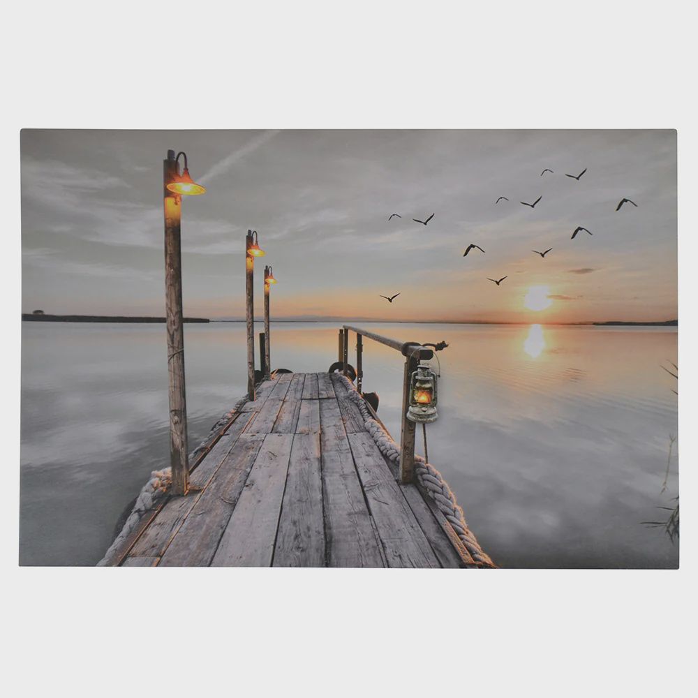 TS0034-Lighted Print : Sunset and Birds
