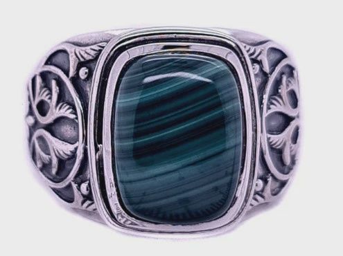 BB0437-Men's Ring : Malachite