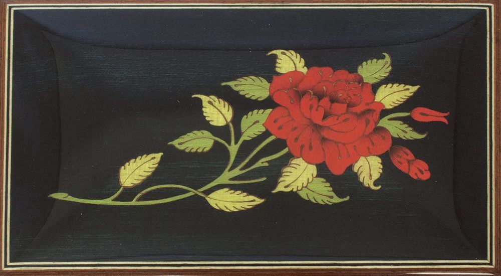 HZ0307-Blk Red Rose : 6x4x3