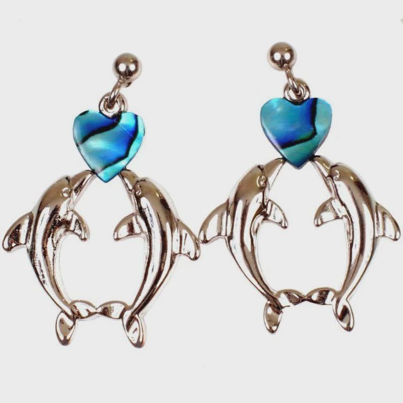 AX1150-Earrings : Kissing Dolphins (PP)