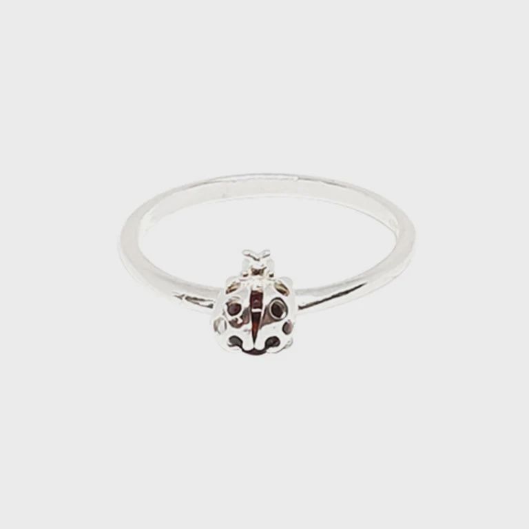 AM0097-Cherry Amber Ladybug Ring