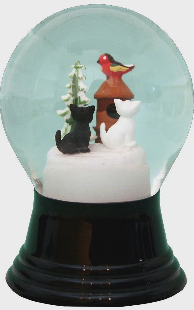 AT0237-Globe : Cats &amp; Bird - 5 in H