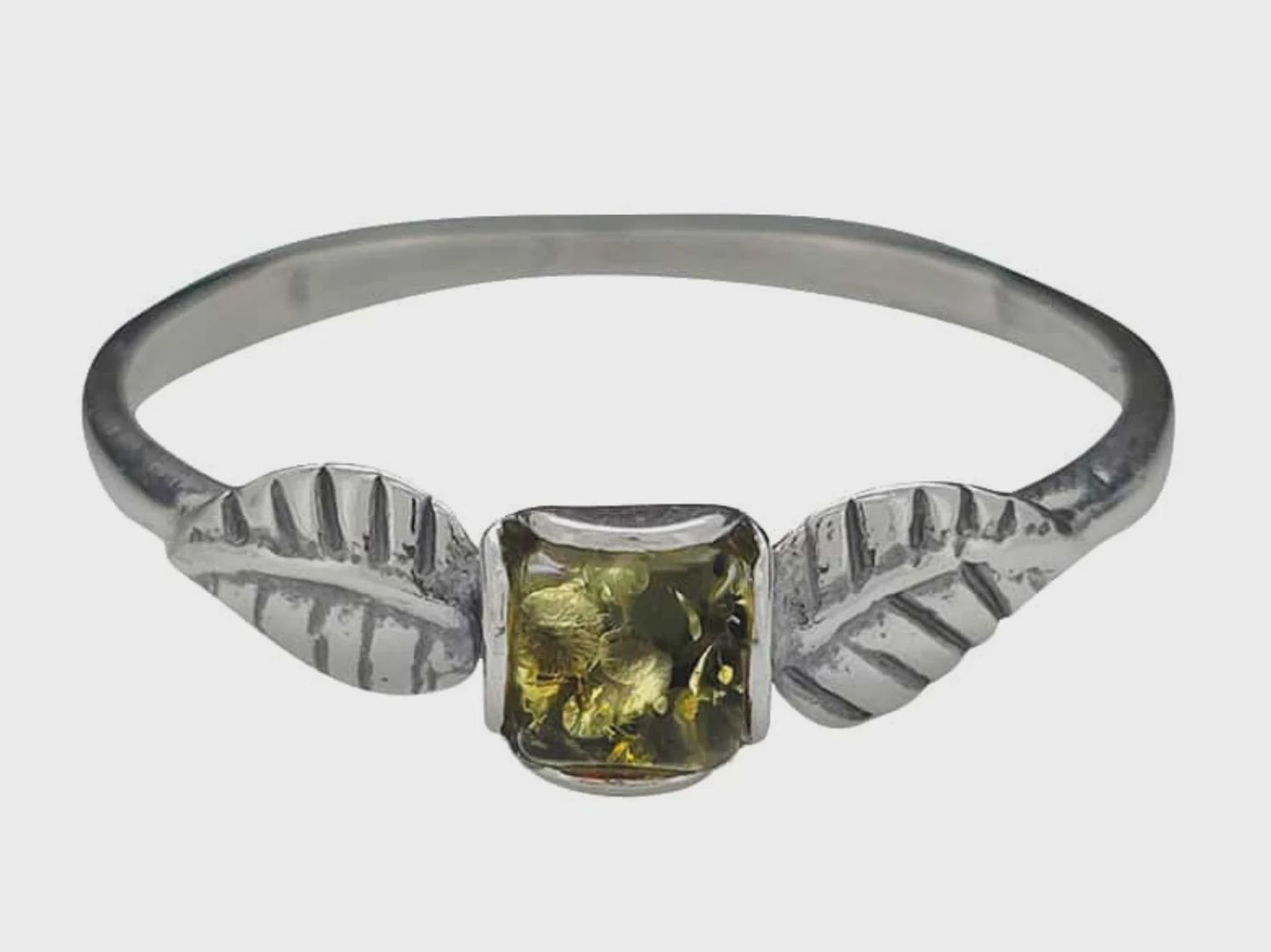 AM0270 - Green Amber SS Ring