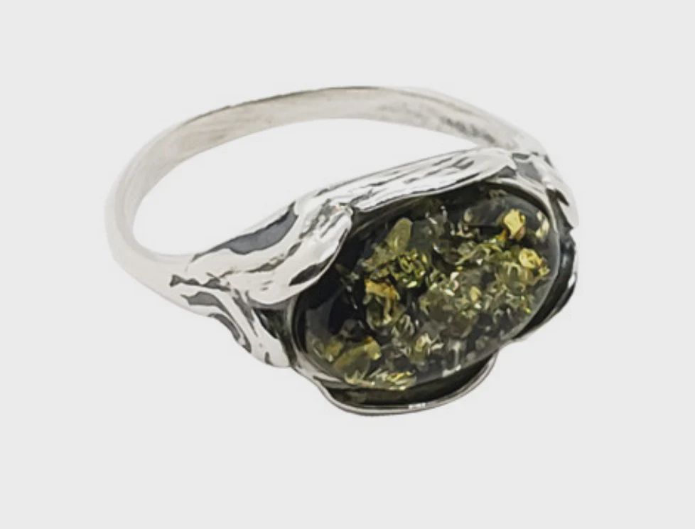 AM0247 - Green Amber Ring