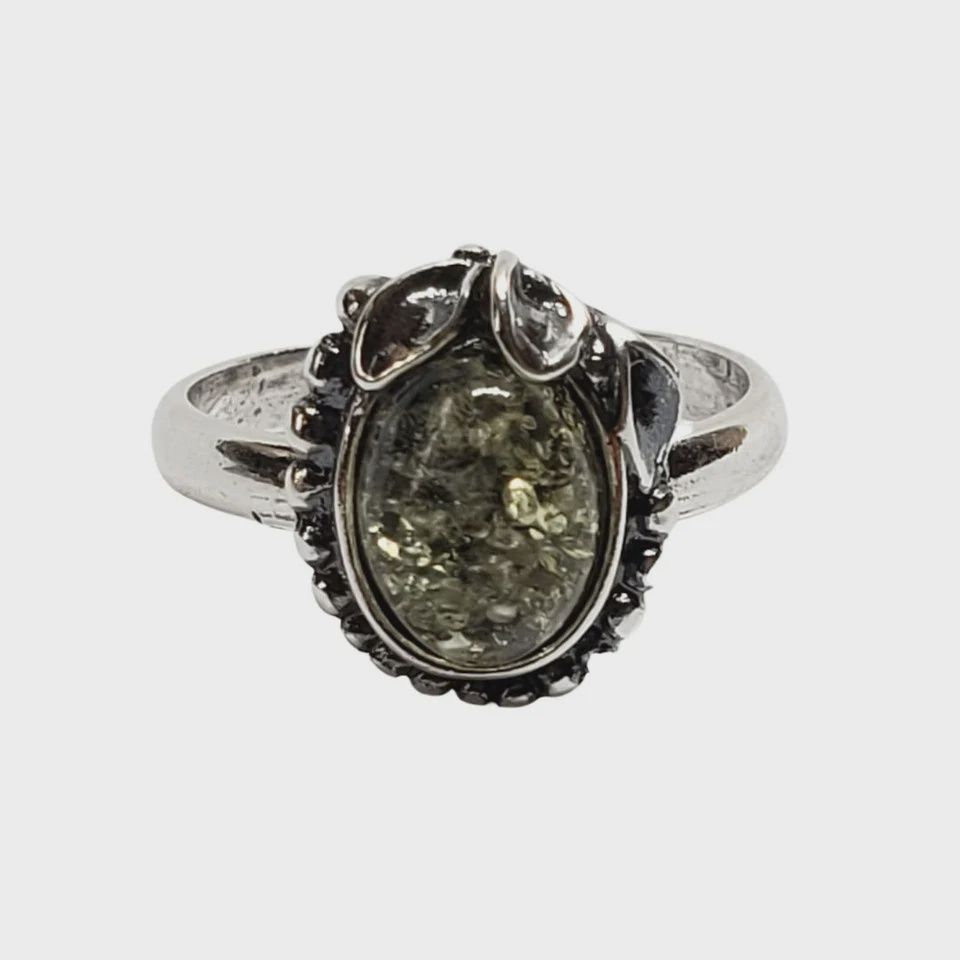 AM0290 - Green Amber Ring