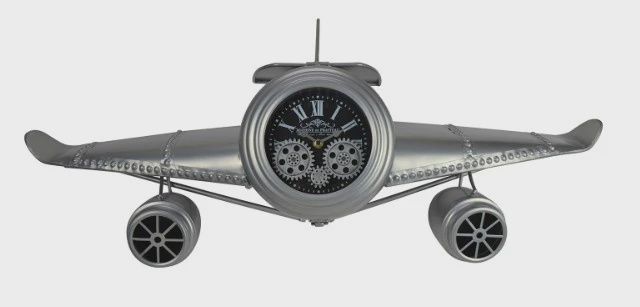 TS0049-Gear Clock Airplane : 14" H