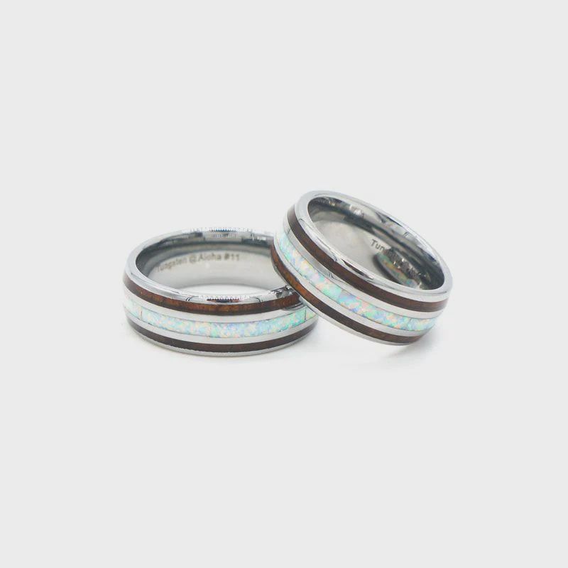 EM0303-Koa White Opal : Tungsten Men