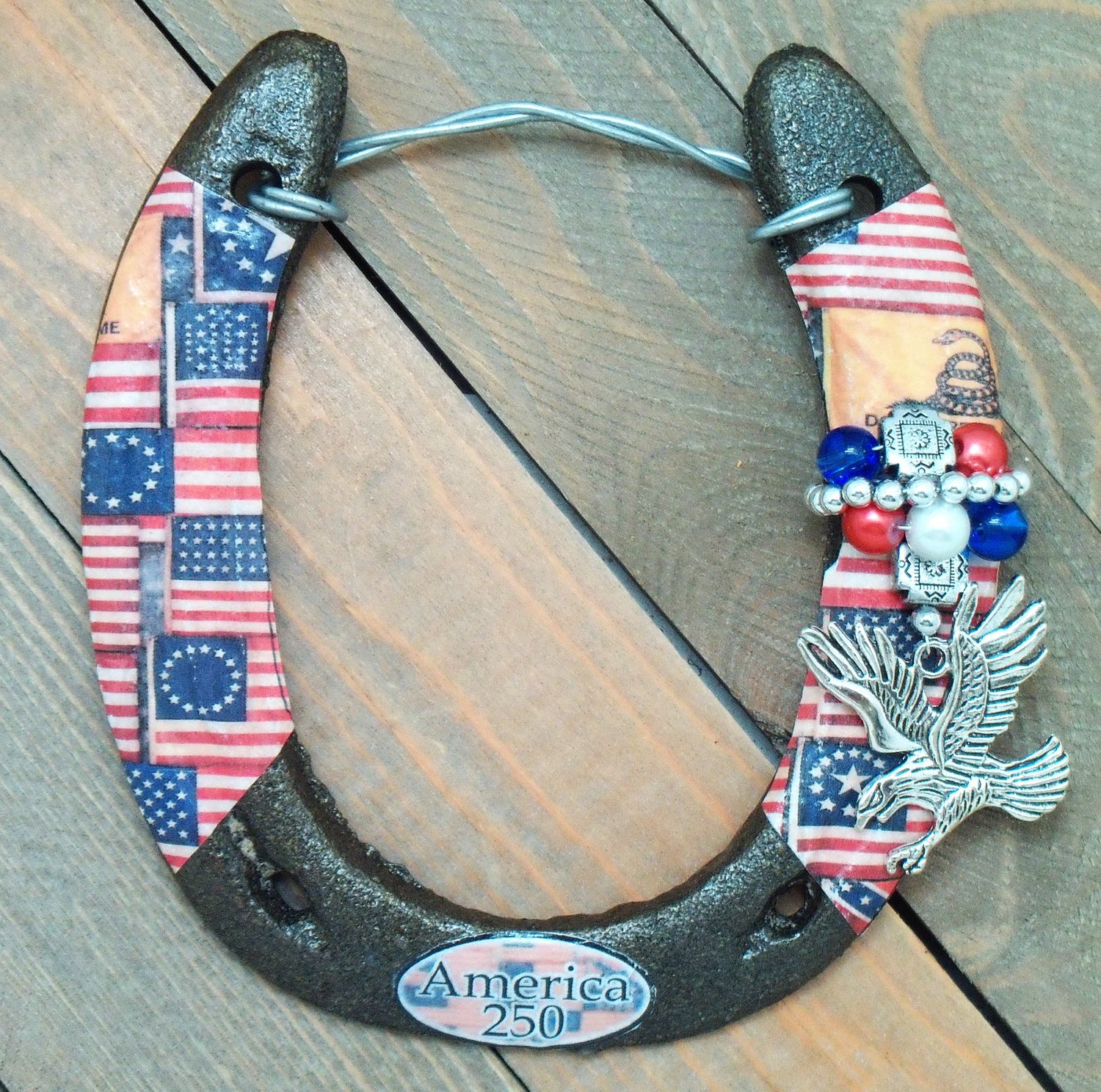 LH0002 - America 250 Western Lucky Horseshoe- Patriotic!