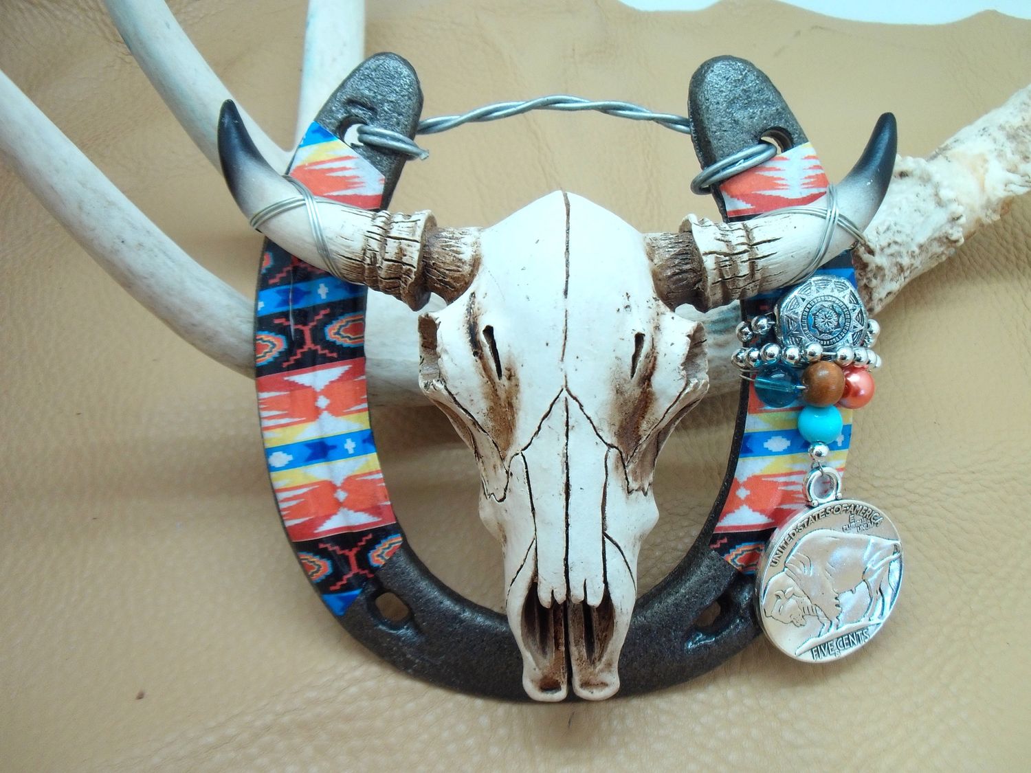 LH0004 - Big Lucky Horseshoe - Navajo/Western Cow Skull