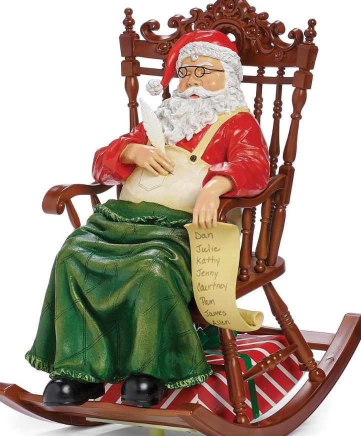 RO1438 - Lantern : Musical Santa in Rocking Chair