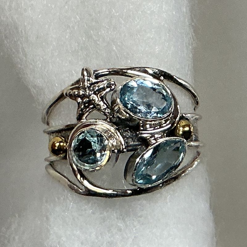 SS0418-Designer Ring : Blue Topaz