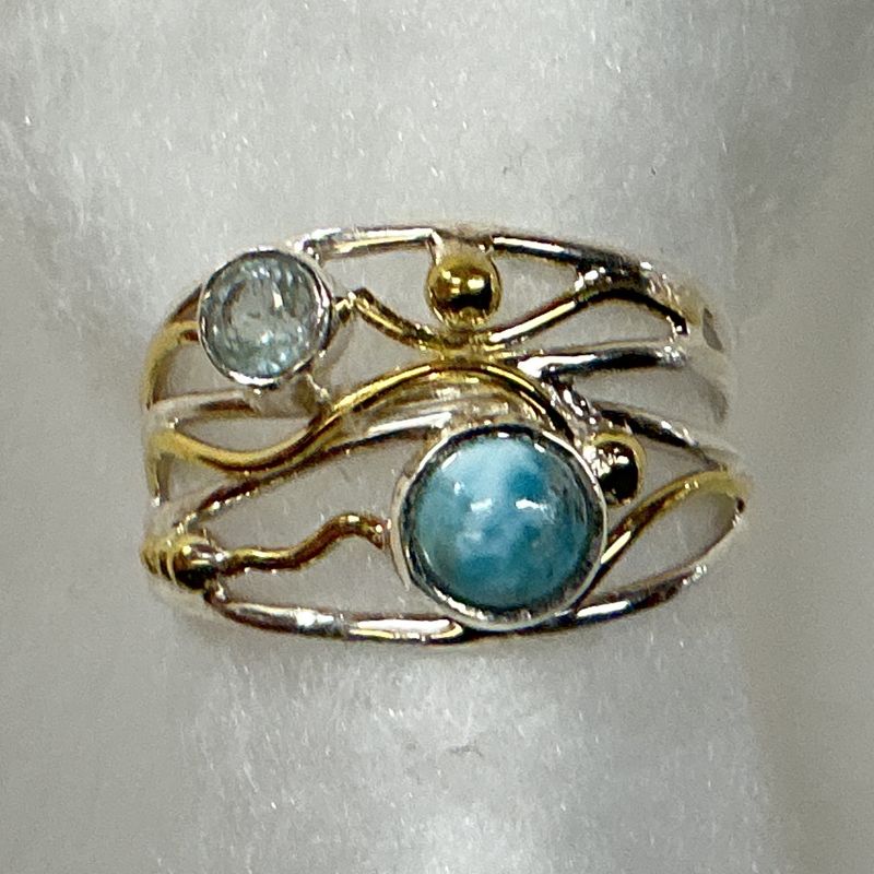 SS0428-Designer Ring : Larimar