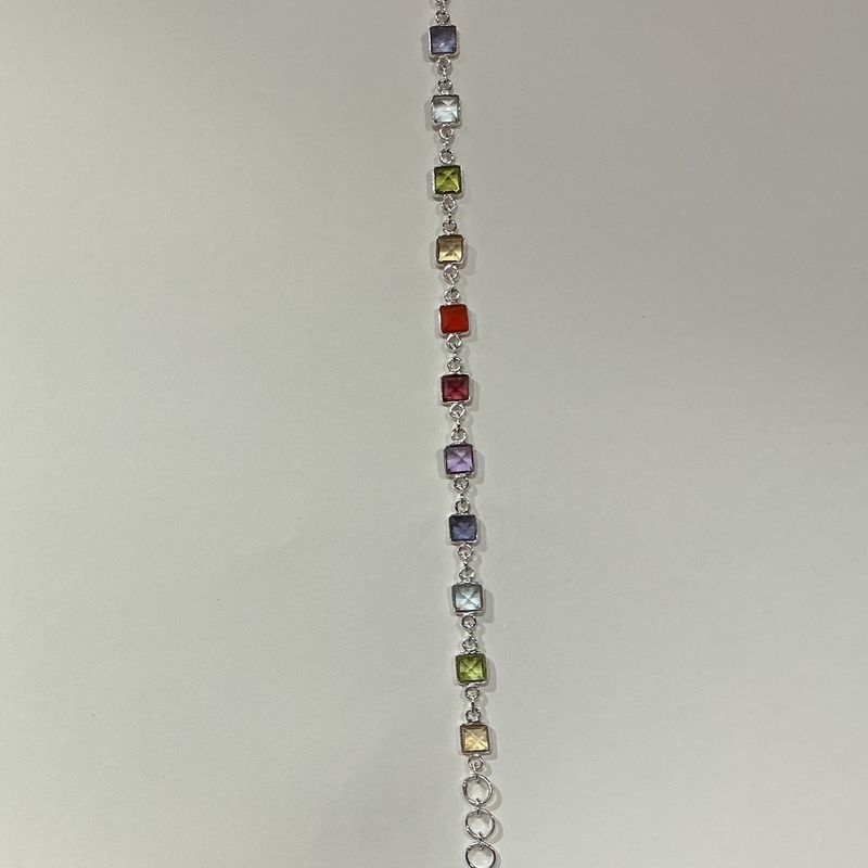 SS0520-Designer Bracelet : Multistones Square
