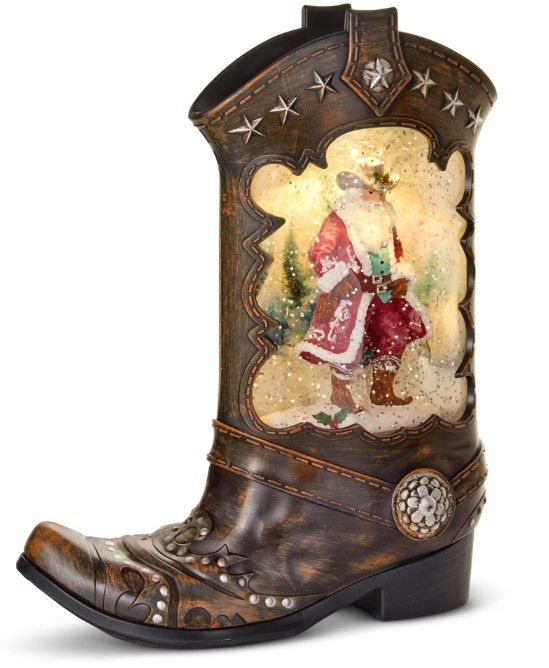 RI0290-Lantern : Cowboy Santa in Boot