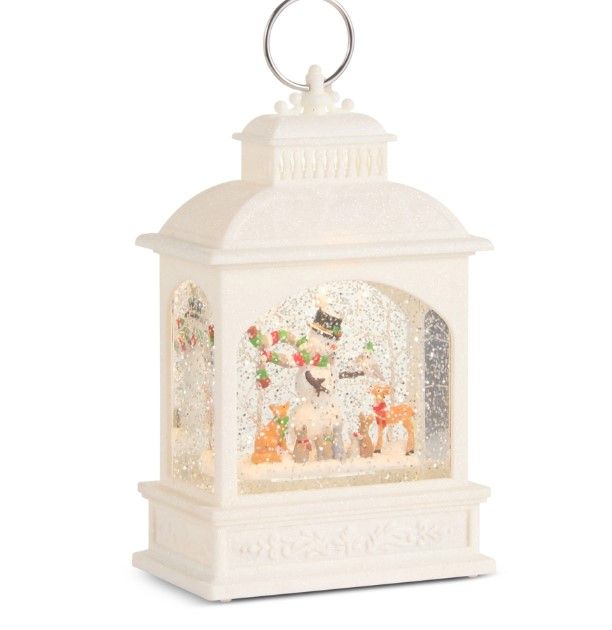 RI0295-Lantern : Snowman with Woodland Friends