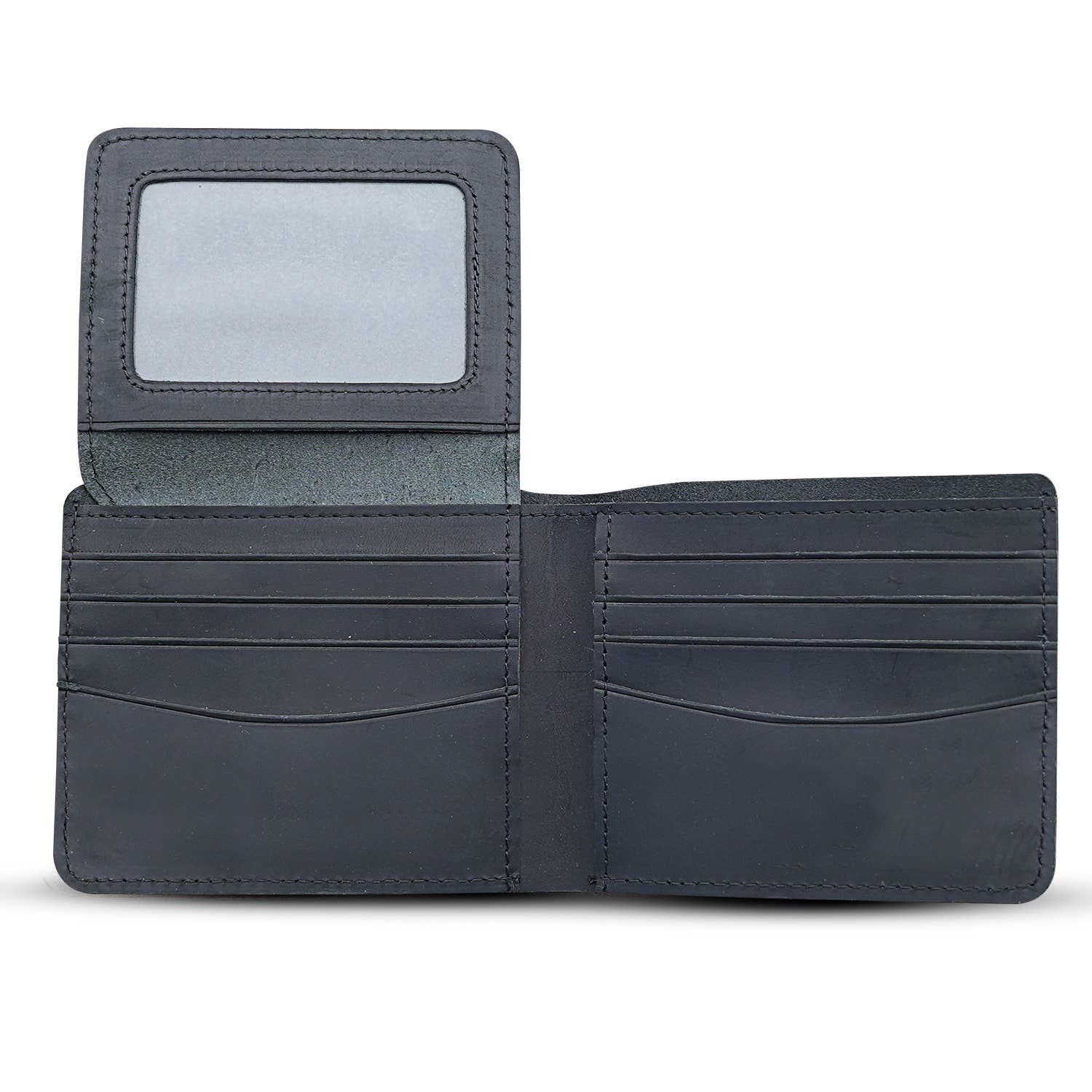 Genuine Leather Wallet for Men with Flap out ID Window, Color: Black