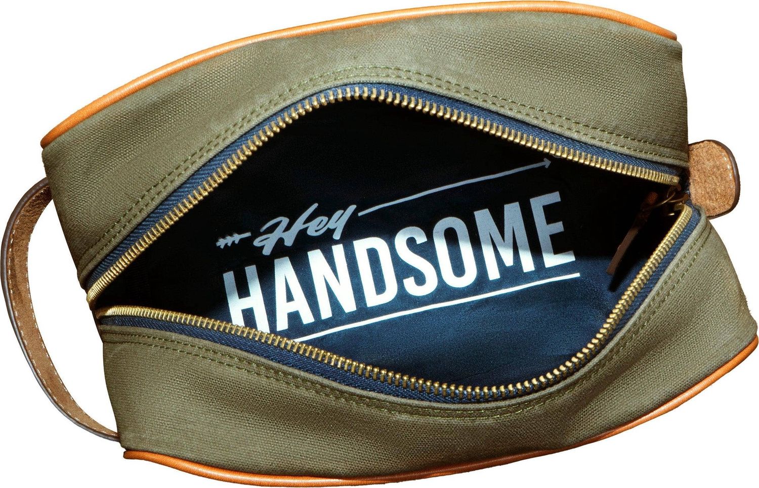 Hey Handsome Waxed Canvas Dopp Kit - Olive, Color: Olive