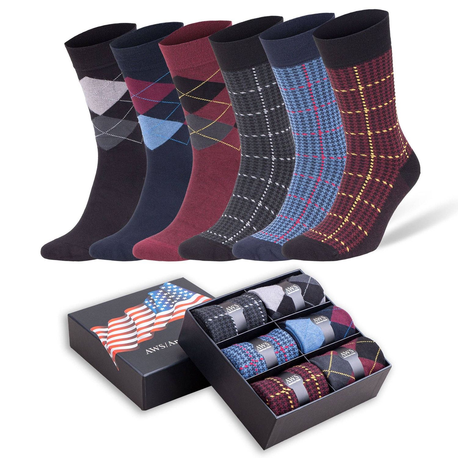 Bamboo Dress Socks for Men 6 Pairs with Gift Box Size 8-11.5