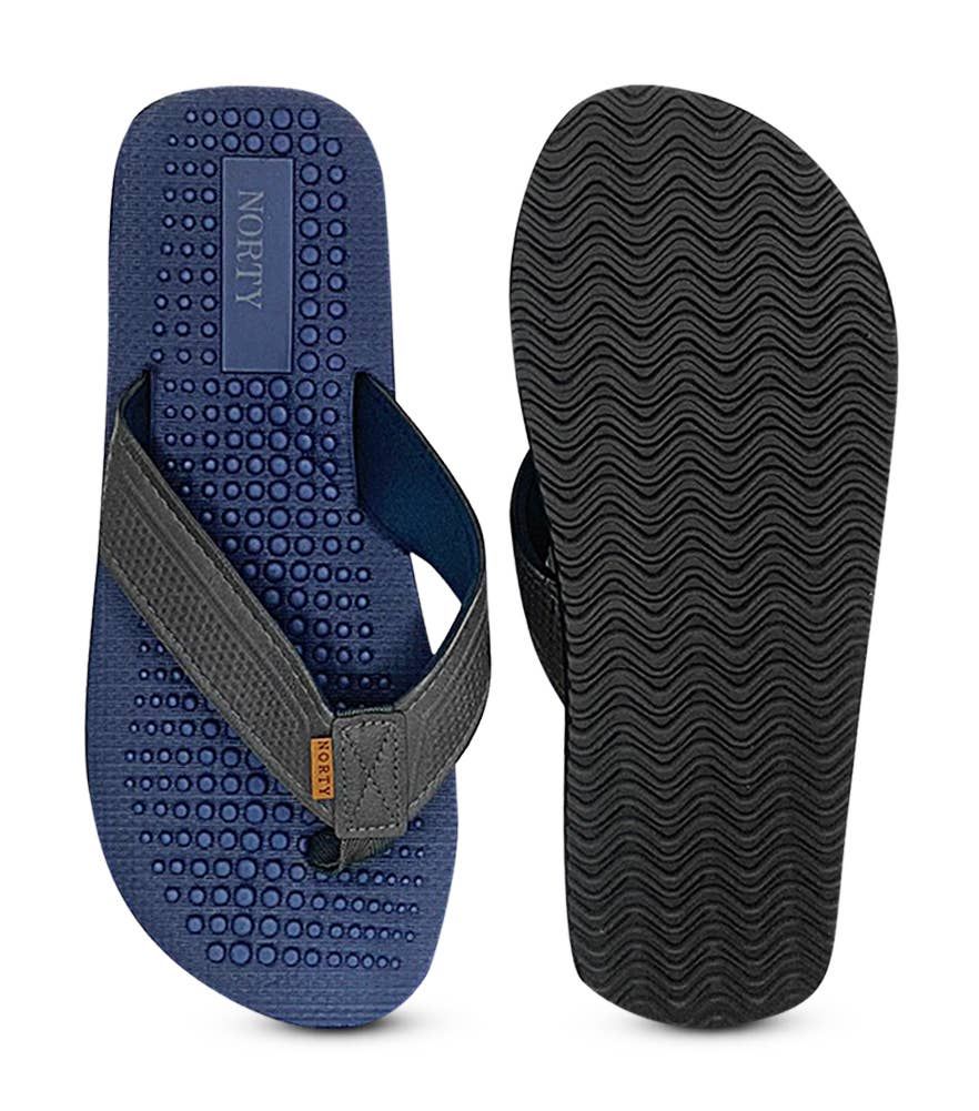Norty Mens Flip Flop Sandal 42242 Navy and Grey