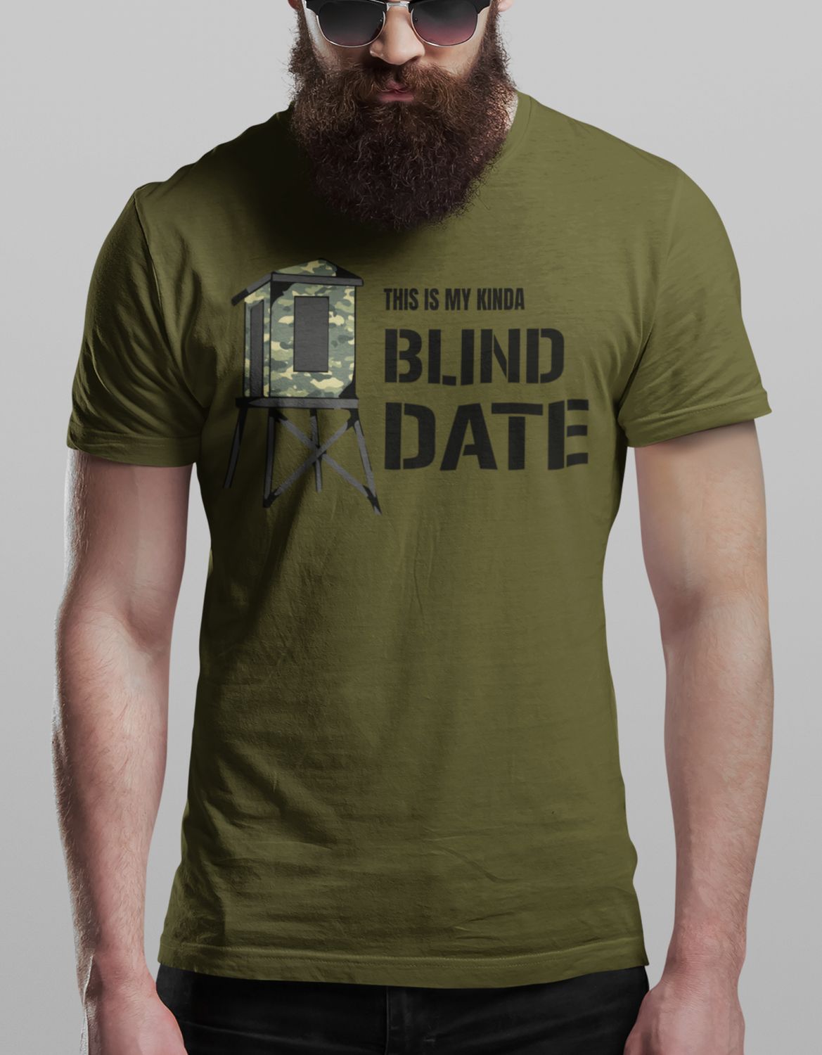 Blind Date Tee, Color: heather olive, Size: xl