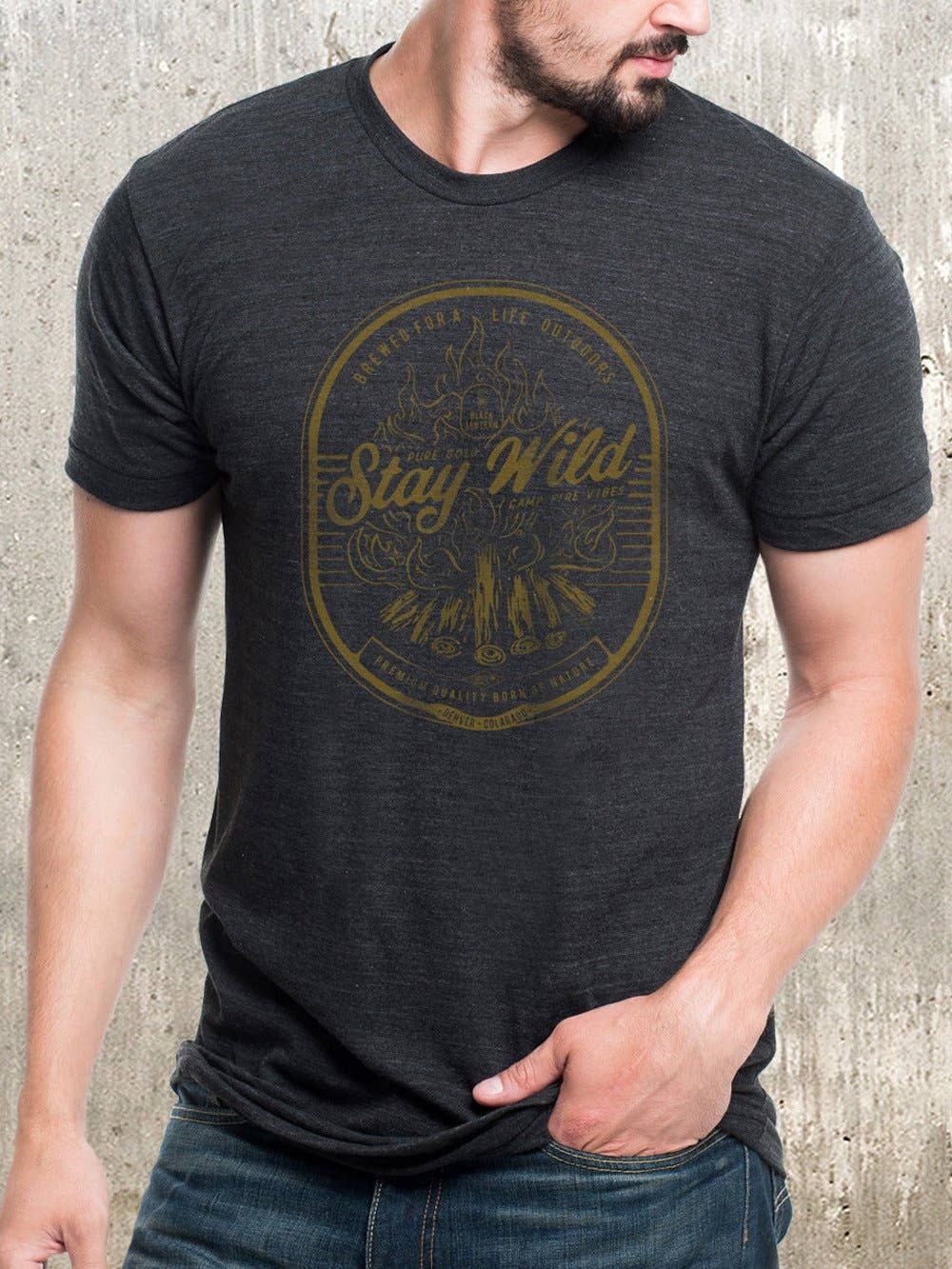 Stay Wild T-Shirt, Color: Tri-Black, Size: Small