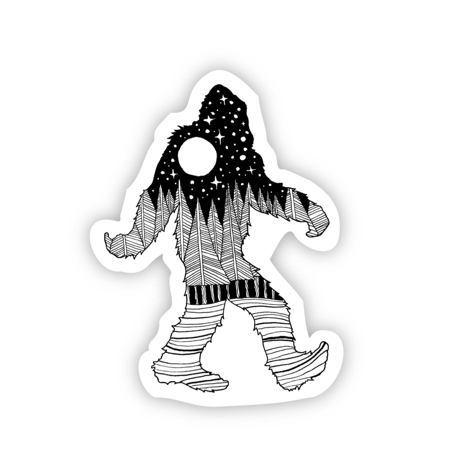 Bigfoot Nature Sticker Black &amp; White