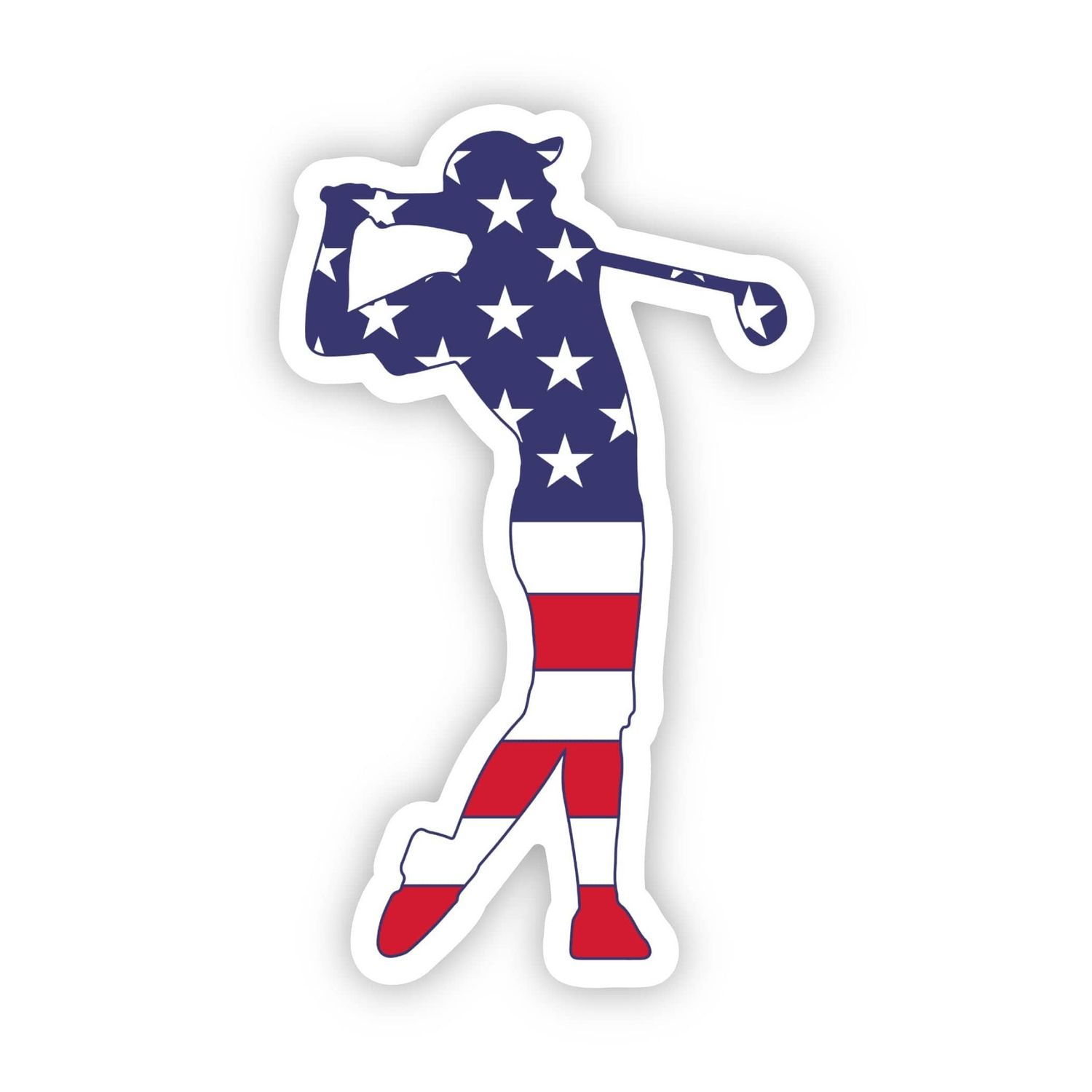 Golfer Sticker - USA Flag