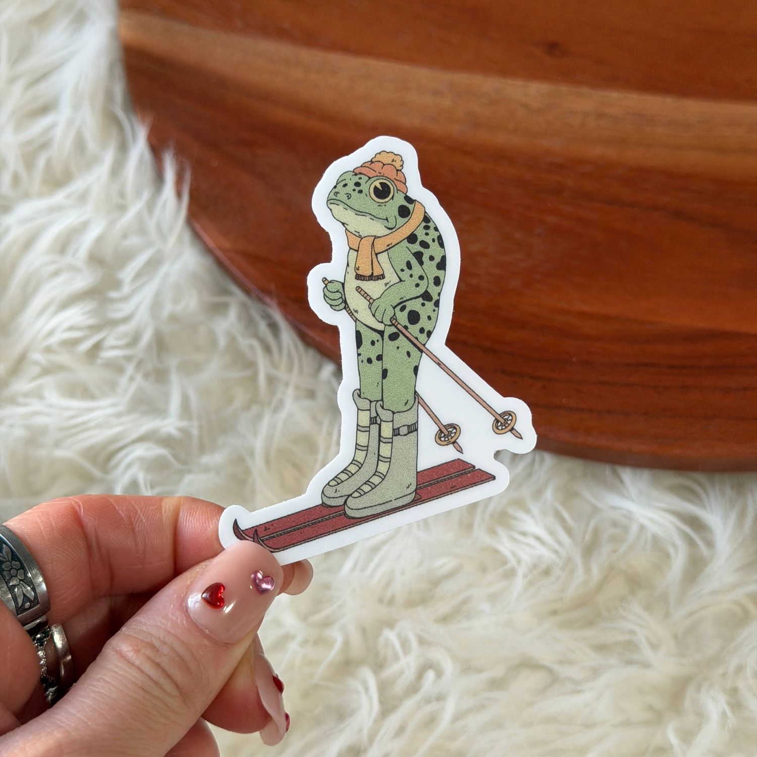Frog Skiing Sticker
